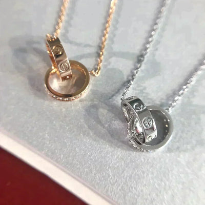 LOVE NECKLACE ROSE GOLD AND SILVER DIAMOND