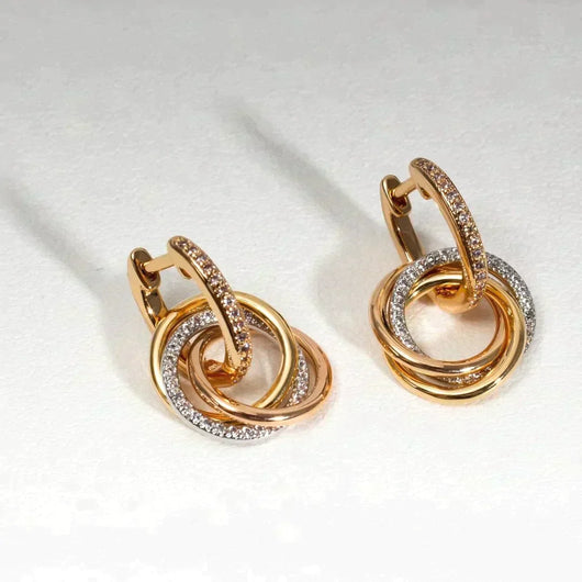 TRINITY EARRINGS GOLD SILVER ROSE GOLD DIAMONDS