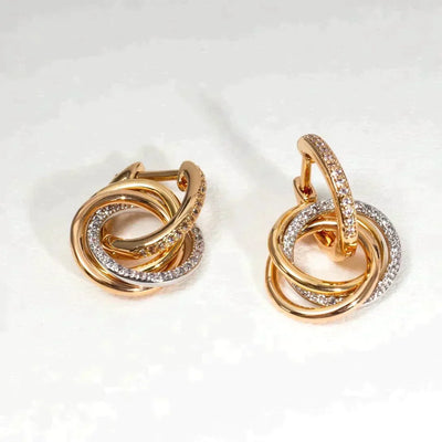TRINITY EARRINGS GOLD SILVER ROSE GOLD DIAMONDS