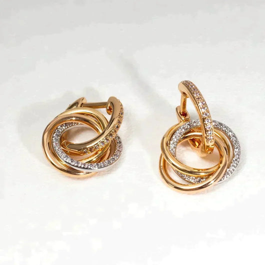 TRINITY EARRINGS GOLD SILVER ROSE GOLD DIAMONDS