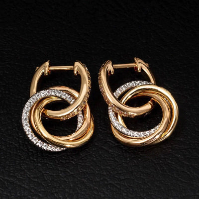 TRINITY EARRINGS GOLD SILVER ROSE GOLD DIAMONDS