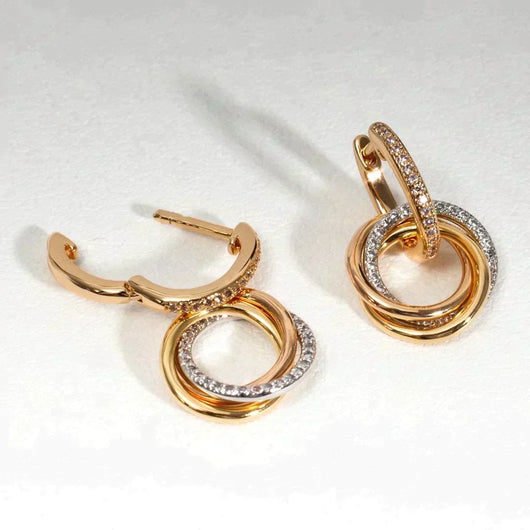TRINITY EARRINGS GOLD SILVER ROSE GOLD DIAMONDS