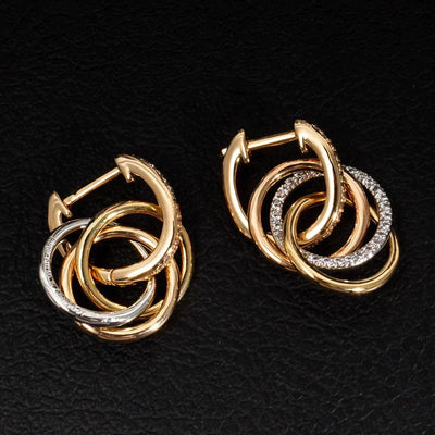 TRINITY EARRINGS GOLD SILVER ROSE GOLD DIAMONDS