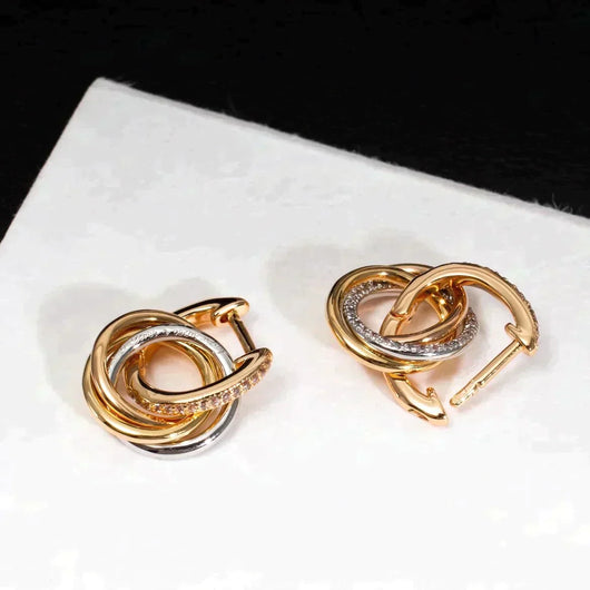 TRINITY EARRINGS GOLD SILVER ROSE GOLD DIAMONDS