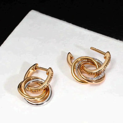 TRINITY EARRINGS GOLD SILVER ROSE GOLD DIAMONDS