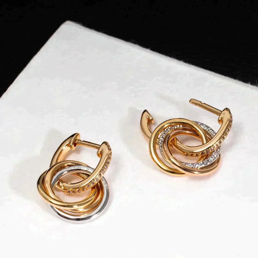 TRINITY EARRINGS GOLD SILVER ROSE GOLD DIAMONDS