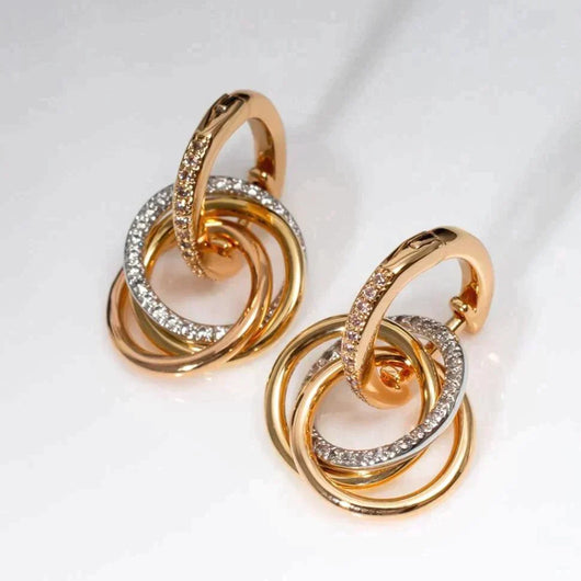TRINITY EARRINGS GOLD SILVER ROSE GOLD DIAMONDS