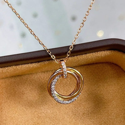 TRINITY NECKLACE SILVER GOLD ROSE GOLD DIAMONDS