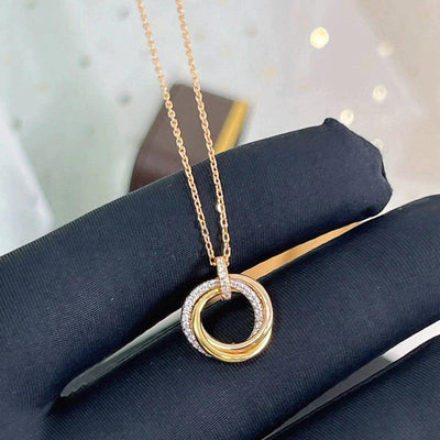 TRINITY NECKLACE SILVER GOLD ROSE GOLD DIAMONDS