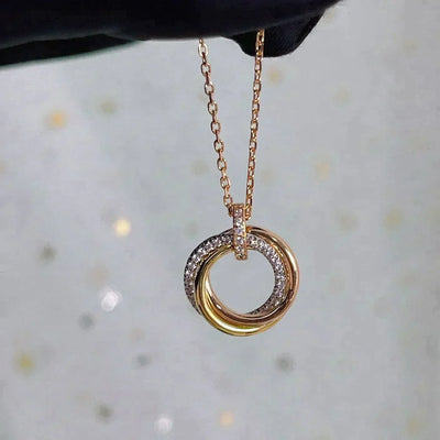 TRINITY NECKLACE SILVER GOLD ROSE GOLD DIAMONDS
