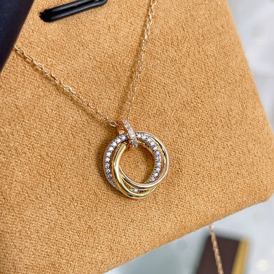 TRINITY NECKLACE SILVER GOLD ROSE GOLD DIAMONDS