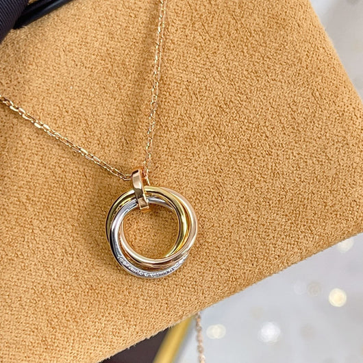 TRINITY NECKLACE SILVER GOLD ROSE GOLD DIAMONDS