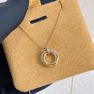 TRINITY NECKLACE SILVER GOLD ROSE GOLD DIAMONDS