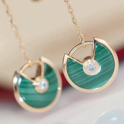 AMULETTE DROP EARRINGS MALACHITE ROSE GOLD