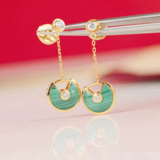 AMULETTE DROP EARRINGS MALACHITE ROSE GOLD