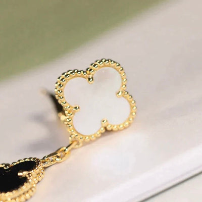 CLOVER 3 MOTIF ONYX MOP EARRINGS