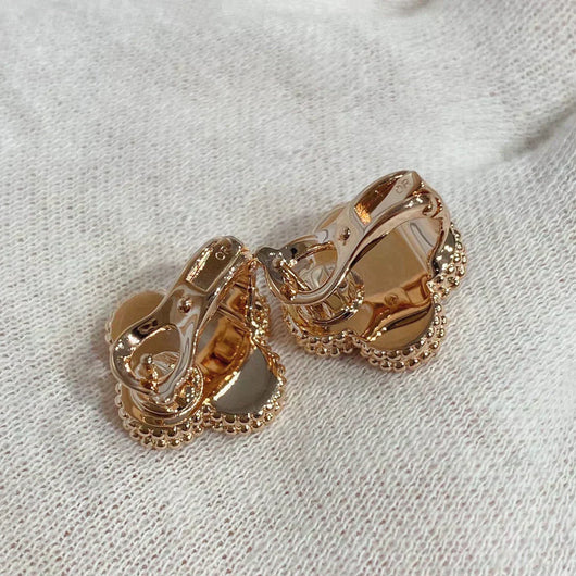 CLOVER MEDIUM 1 MOTIFS CARNELIAN  DIAMOND EARRINGS