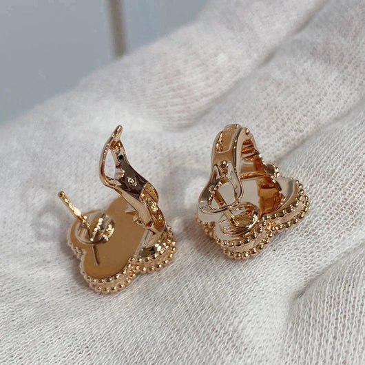 CLOVER MEDIUM 1 MOTIFS CARNELIAN  DIAMOND EARRINGS