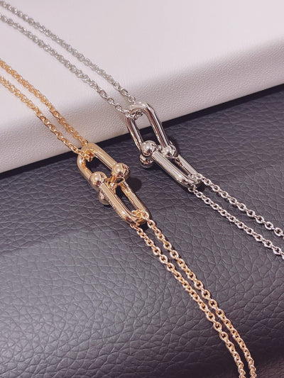 HARDWEAR DOUBLE LINK PEDANT ROSE GOLD NECKLACE