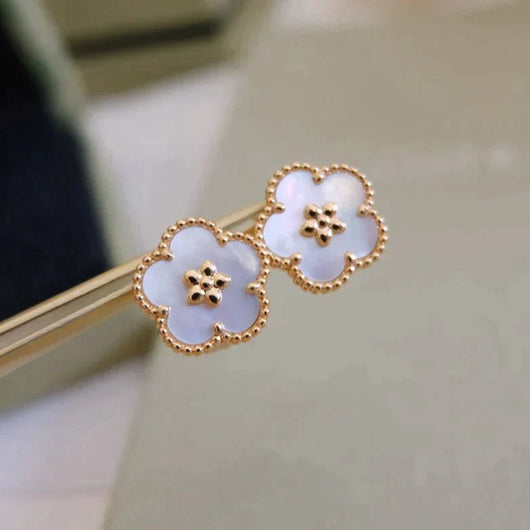 LUCKY PLUM BLOSSOM WHITE MOP  EARRINGS