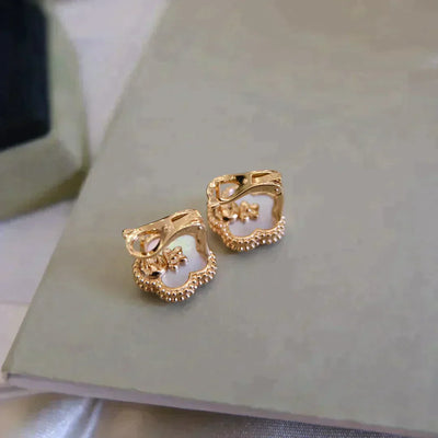 LUCKY PLUM BLOSSOM WHITE MOP  EARRINGS
