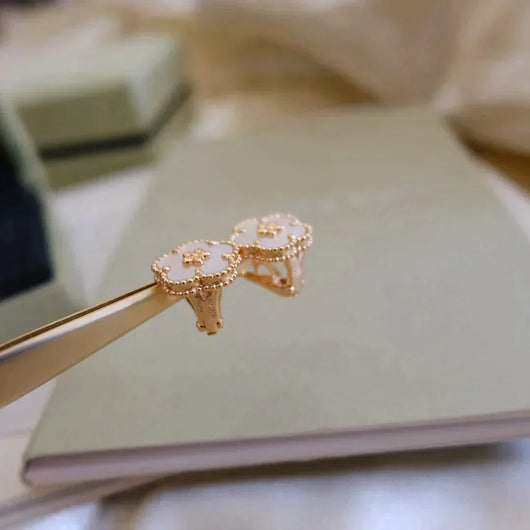 LUCKY PLUM BLOSSOM WHITE MOP  EARRINGS