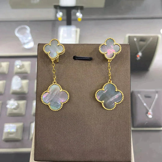 CLOVER 2 MOTIFS  EARRINGS (MULTIPLE CHOICES）