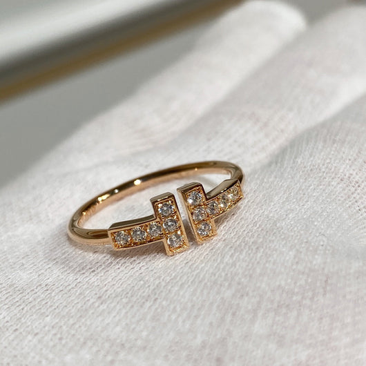 T WIRE RING DIAMOND ROSE GOLD