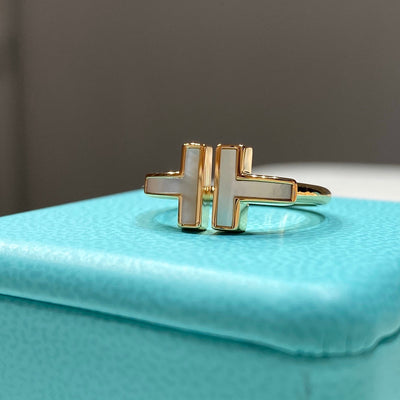 T WIRE MOP RING ROSE GOLD