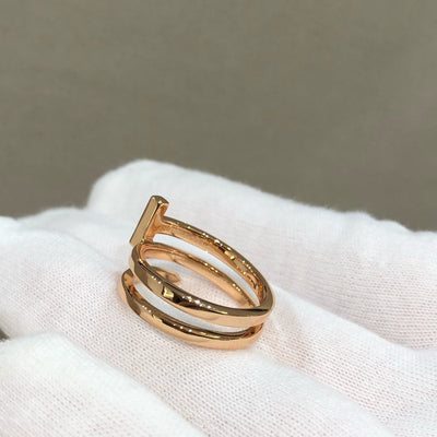 T WIRE DOUBLE ROWS RING ROSE GOLD