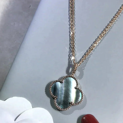 CLOVER LARGE 25MM DARK MOP  NECKLACE