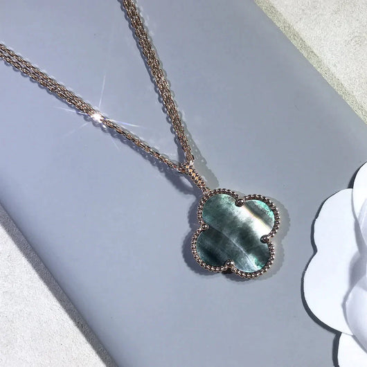 CLOVER LARGE 25MM DARK MOP  NECKLACE