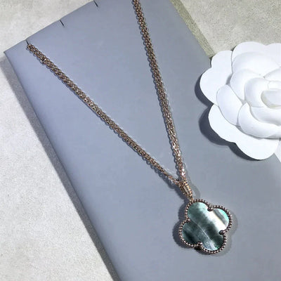 CLOVER LARGE 25MM DARK MOP  NECKLACE