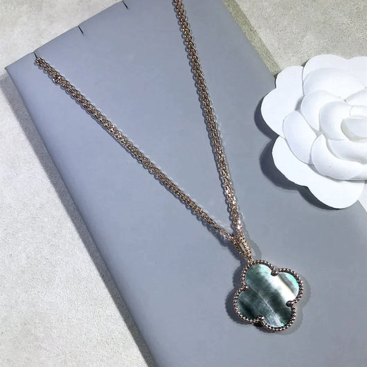 CLOVER LARGE 25MM DARK MOP  NECKLACE