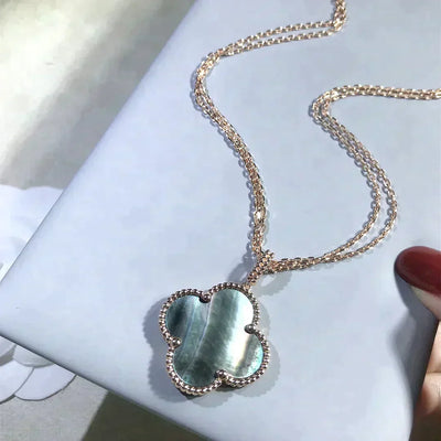 CLOVER LARGE 25MM DARK MOP  NECKLACE