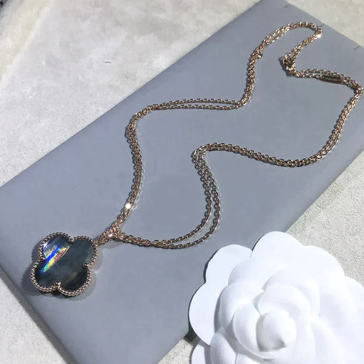 CLOVER LARGE 25MM DARK MOP  NECKLACE