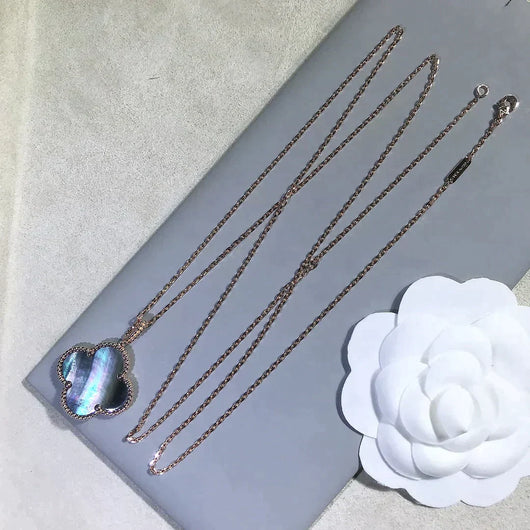 CLOVER LARGE 25MM DARK MOP  NECKLACE