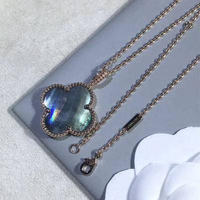 CLOVER LARGE 25MM DARK MOP  NECKLACE