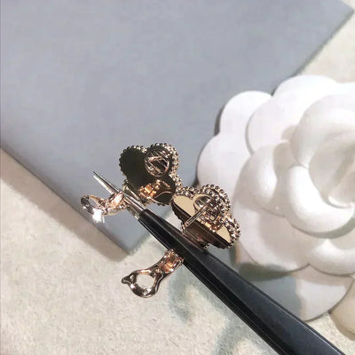 CLOVER MEDIUM 1 MOTIFS  PINK MOP DIAMOND EARRINGS