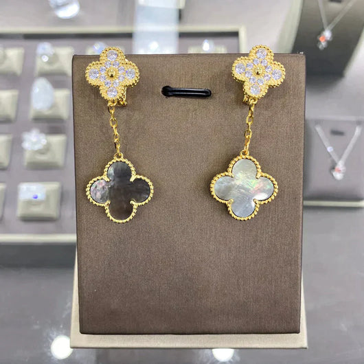 CLOVER  2 MOTIFS  DIAMOND  EARRINGS (MULTIPLE CHOICES）