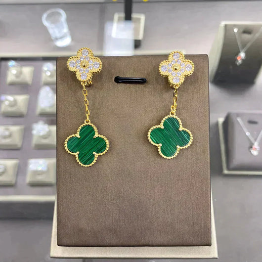 CLOVER  2 MOTIFS  DIAMOND  EARRINGS (MULTIPLE CHOICES）