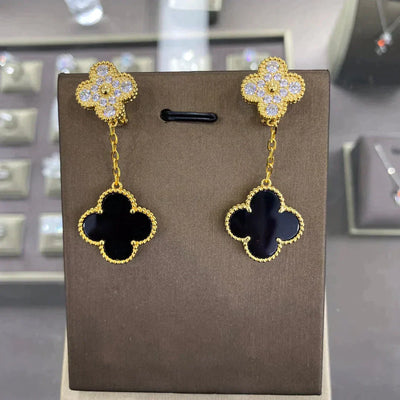 CLOVER  2 MOTIFS  DIAMOND  EARRINGS (MULTIPLE CHOICES）