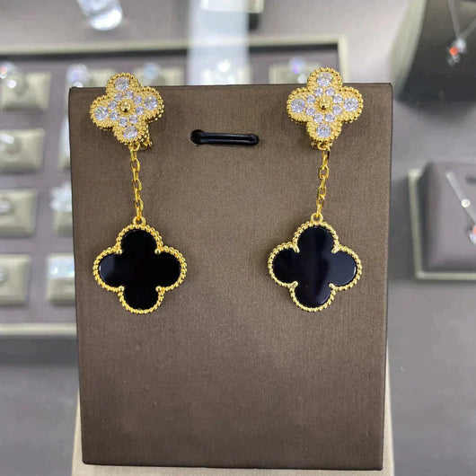 CLOVER  2 MOTIFS  DIAMOND  EARRINGS (MULTIPLE CHOICES）
