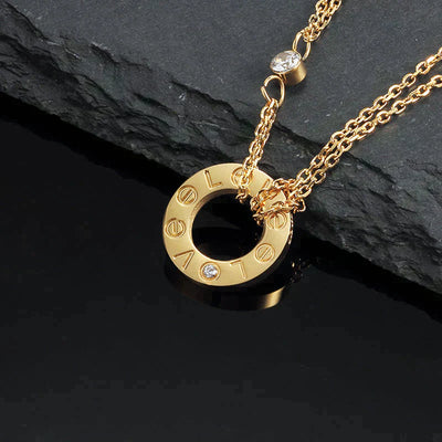 LOVE NECKLACE 16MM 2 DIAMONDS