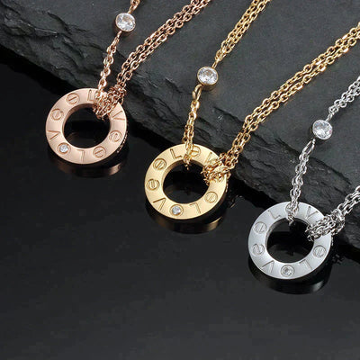 LOVE NECKLACE 16MM 2 DIAMONDS