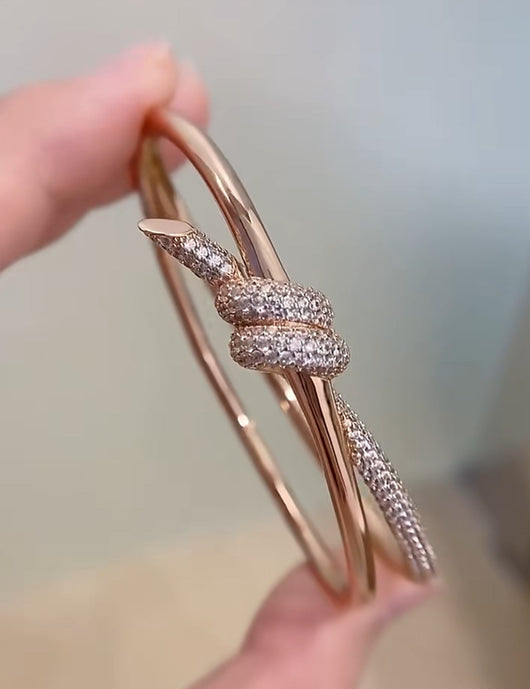 KNOT DOUBLE ROW ROSE GOLD DIAMOND BRACELET