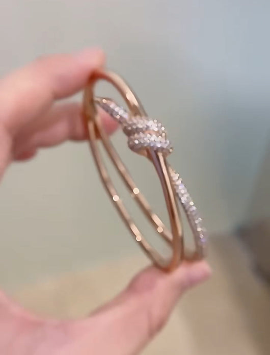 KNOT DOUBLE ROW ROSE GOLD DIAMOND BRACELET