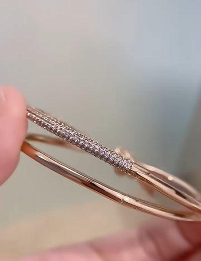 KNOT DOUBLE ROW ROSE GOLD DIAMOND BRACELET
