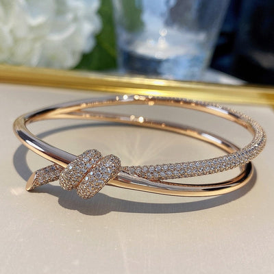 KNOT DOUBLE ROW ROSE GOLD DIAMOND BRACELET