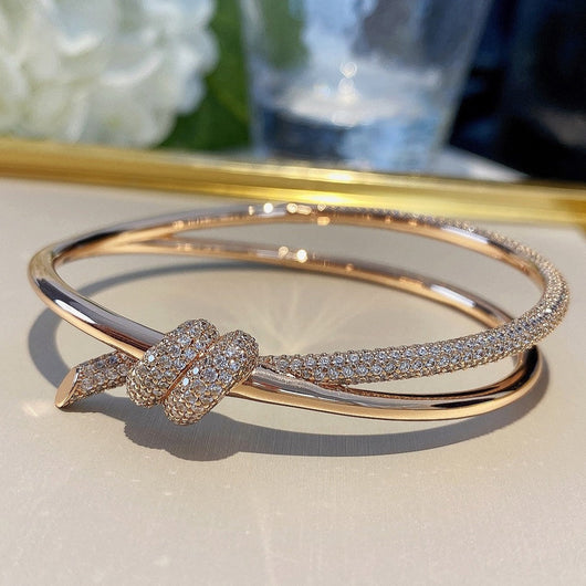 KNOT DOUBLE ROW ROSE GOLD DIAMOND BRACELET